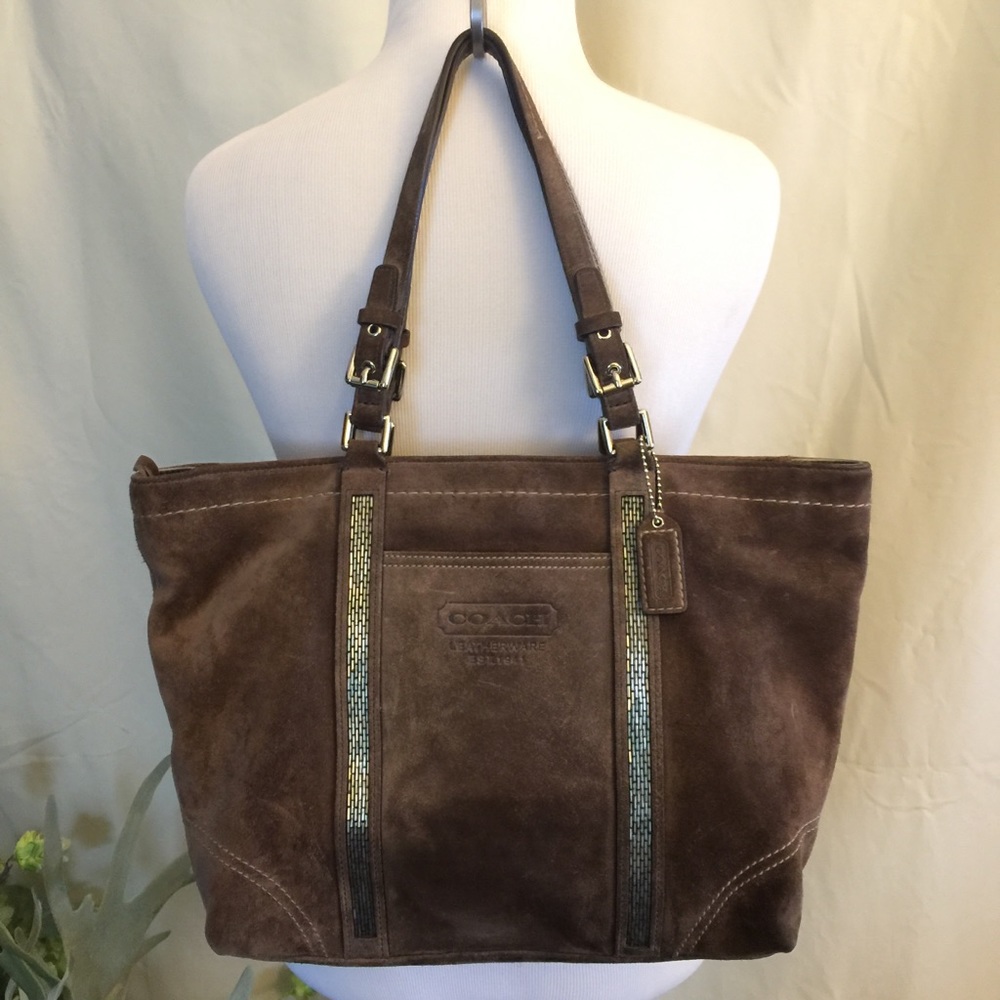 Coach Brown Suede Tote Bag